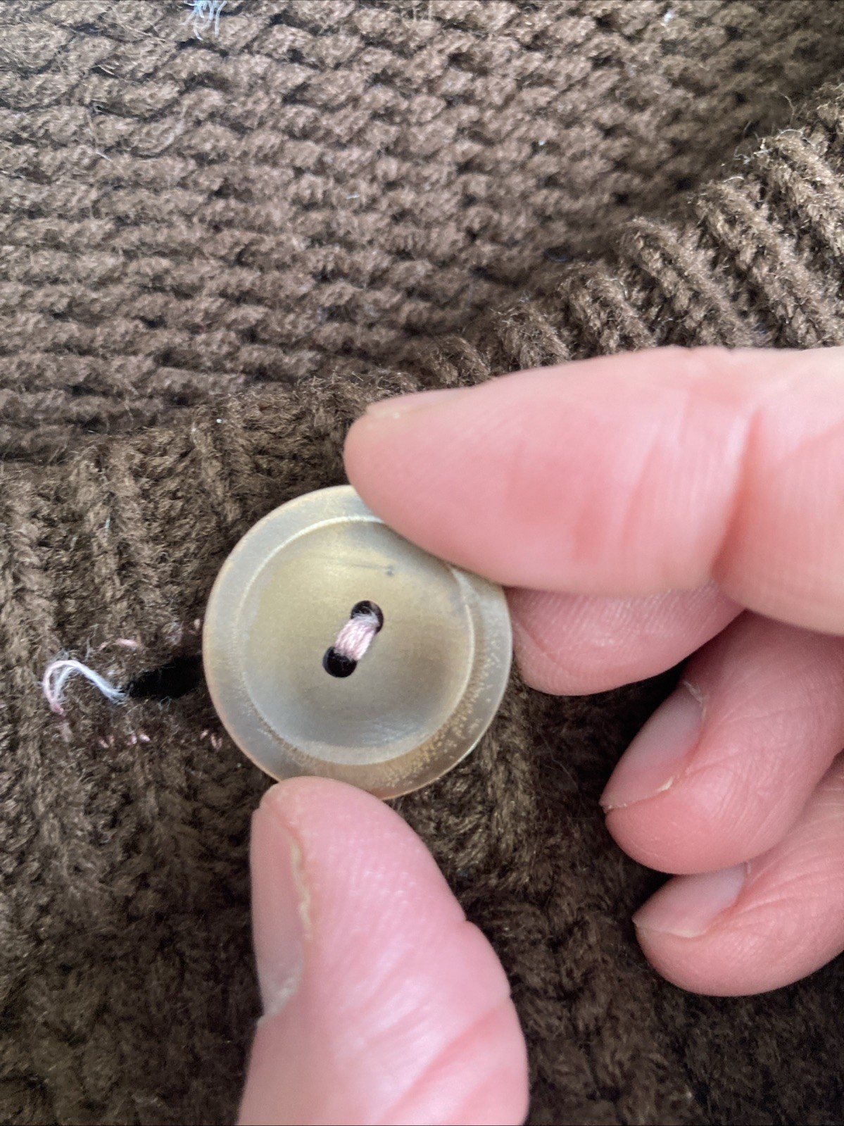 Vintage 1970s Women’s Brown Knit Cabled Acrylic Button Down Cardigan House Coat