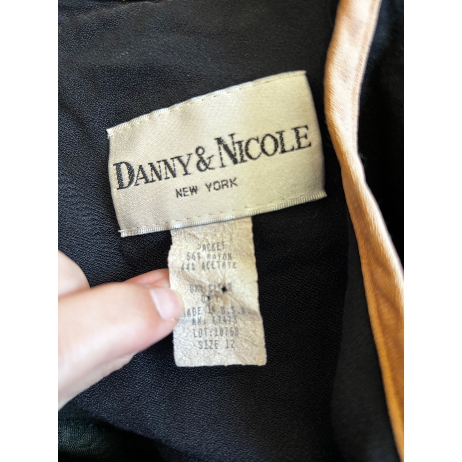 Danny & Nicole Jacket 12 Black Vintage Short Sleeve Button Front Contrast Trim