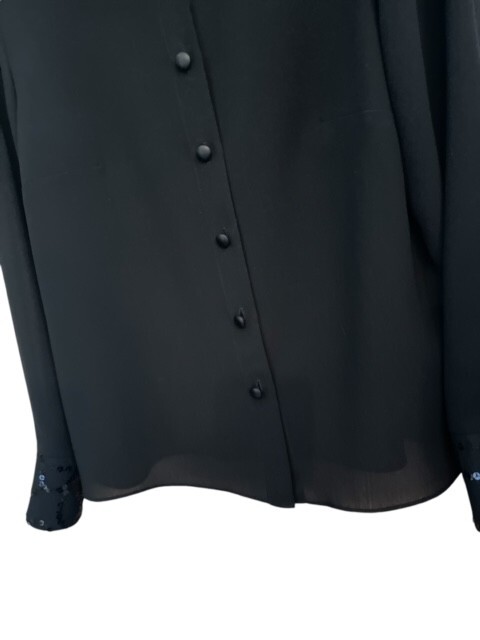 Florentine Soriee Black Sheer Tunic Sequin Dressy Elegant Holiday Blouse 12