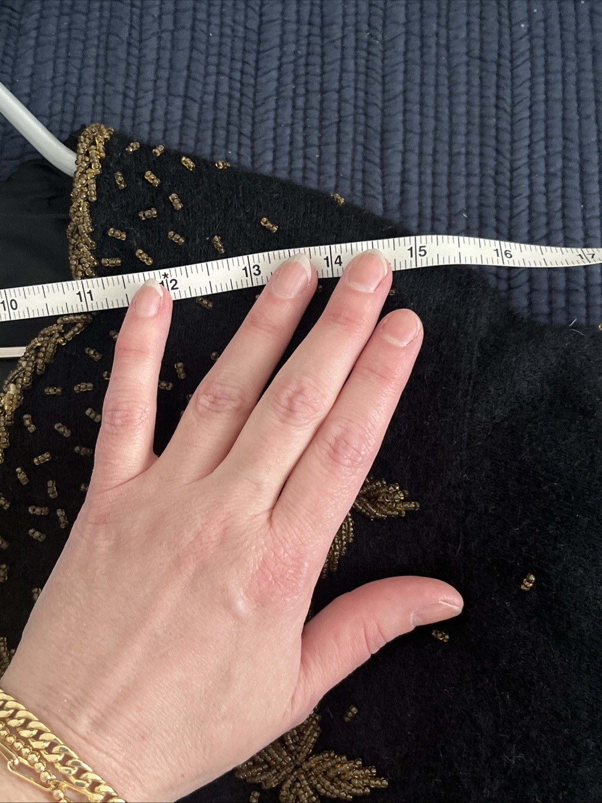 Gorgeous Vintage Cashmere Silk Lined Beaded Cardigan Sweater Size 46 L Or M