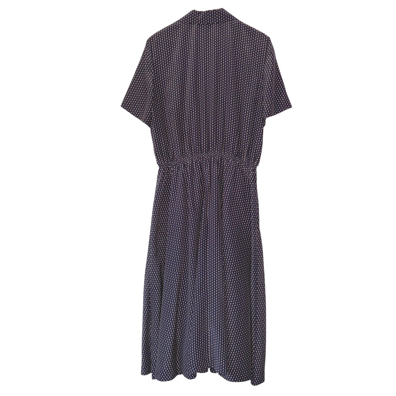 Leslie Fay Shirt Dress Womens Vintage Belted Midi Button Front 16 Navy Yellow