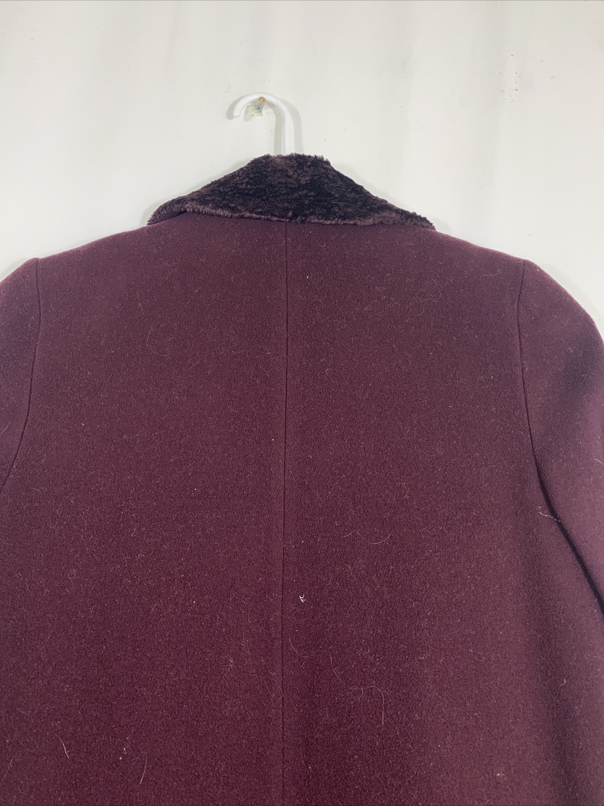 Vintage 80s Alorna Long Plum Wool Coat 12 Petite Evening Duster Velvet Trim
