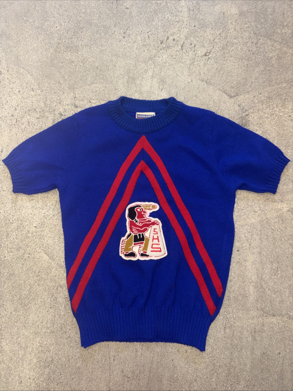 Blue Knit Sweater Vintage Cheerleader Pullon
