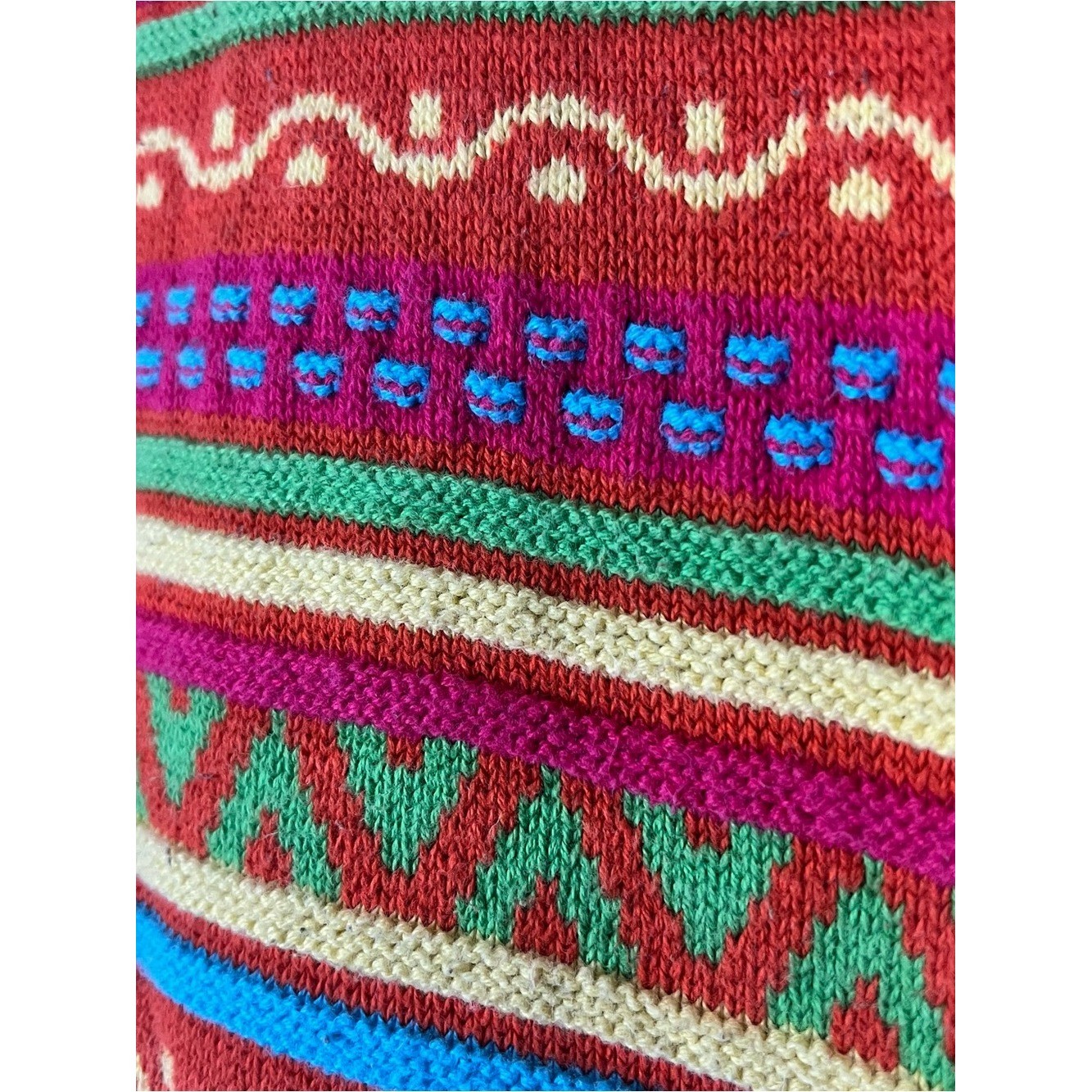 Vintage 80s Coogi Style Textured Multicolor Knit Sweater Shoulder Pads Sz M/L