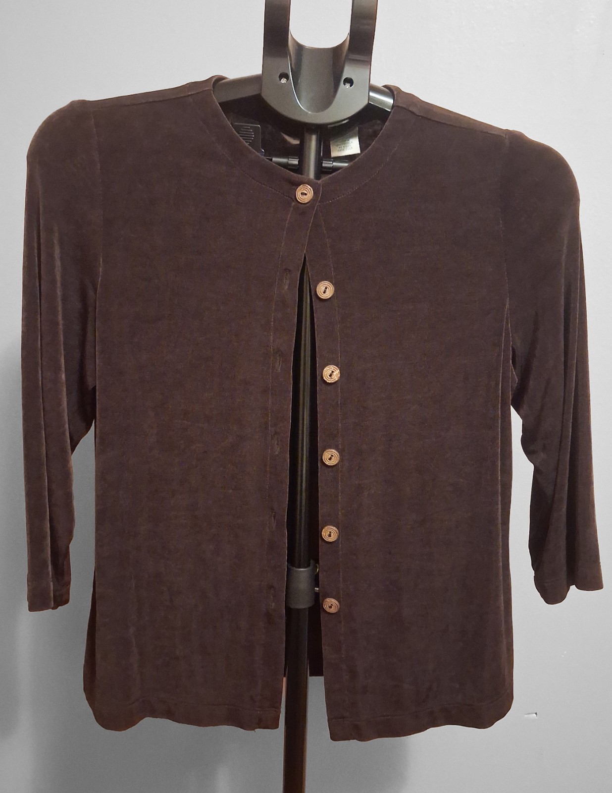 Laura Ashley Vintage Sweater Brown Cardigan Button Up Soft Silky Size S