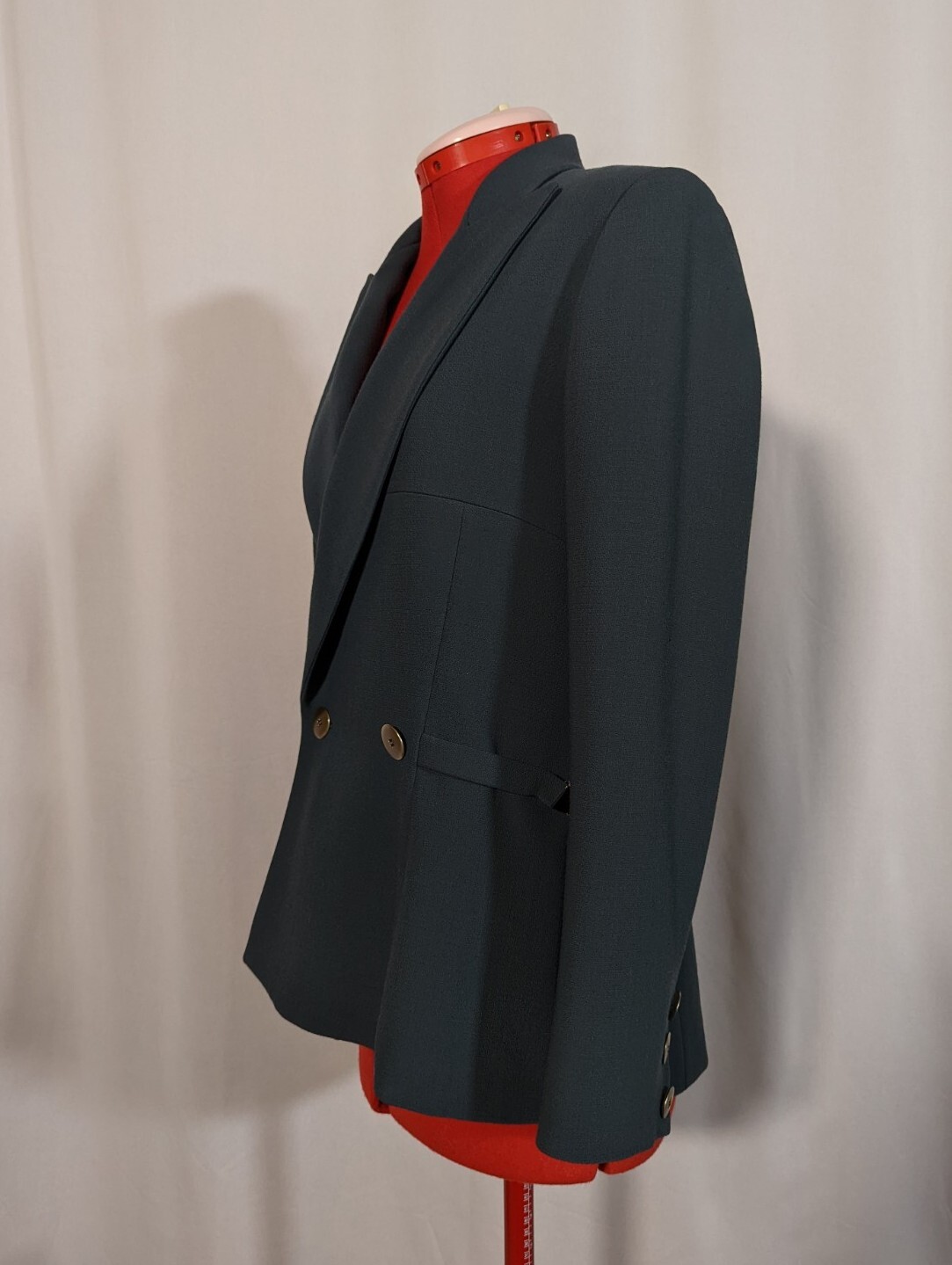 Bernard Perris Paris Vintage 80s Couture Forest Green Jacket Side Strap Hardware