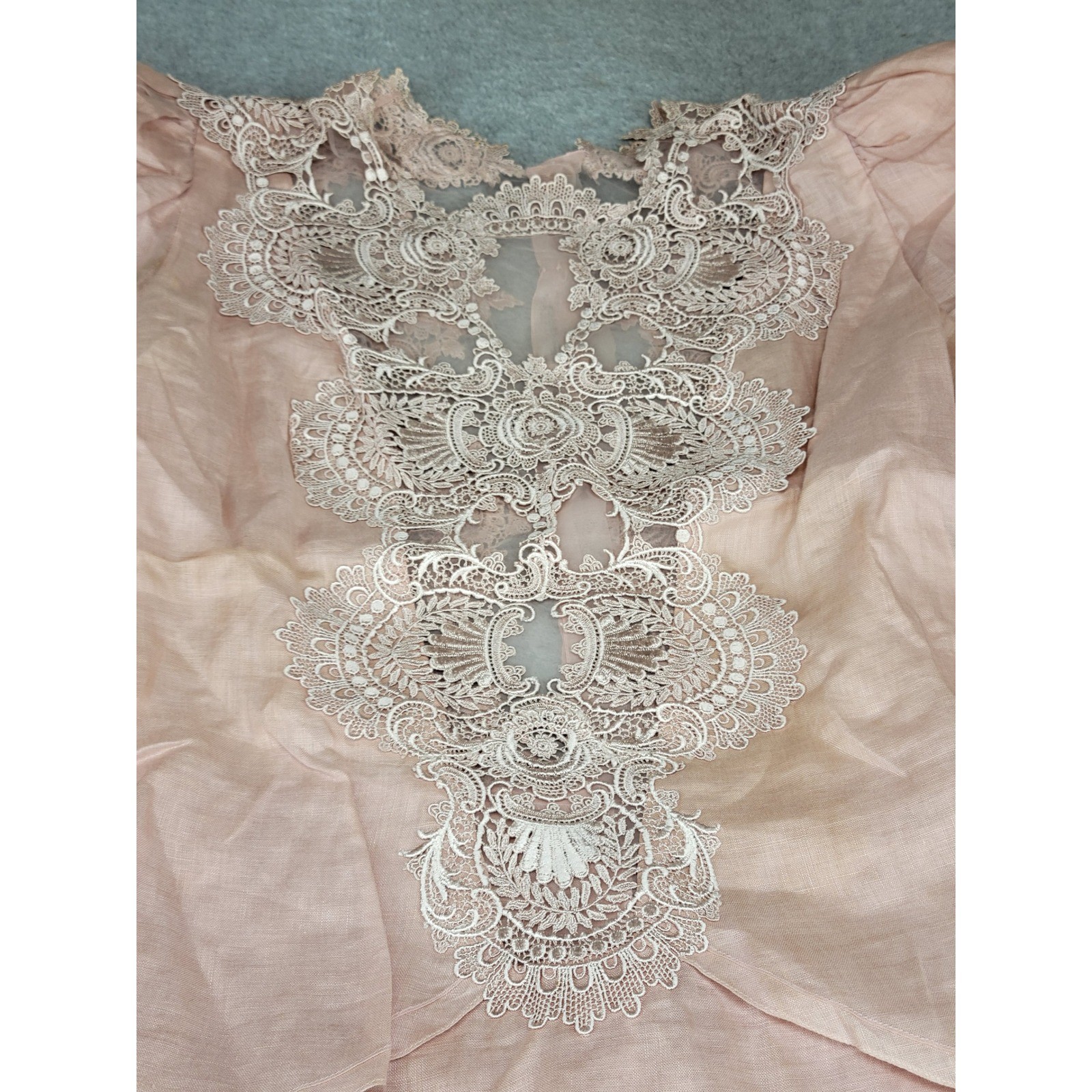 Vintage Peach Lace Peplum Top & Maxi Skirt Set Victorian Revival Cottagecore