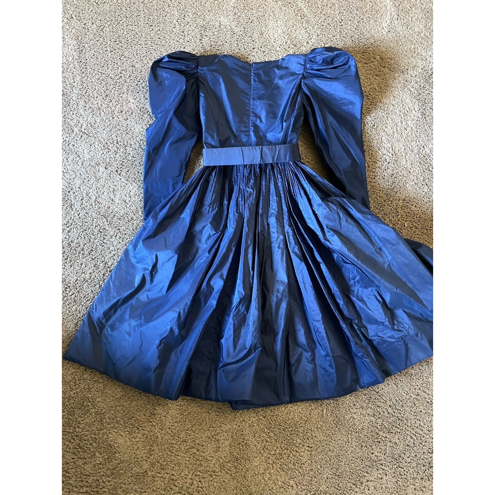 Vintage 80s Puff Sleeves Taffeta Full Skirt Prom Party Dress Jill Richards Sz 6