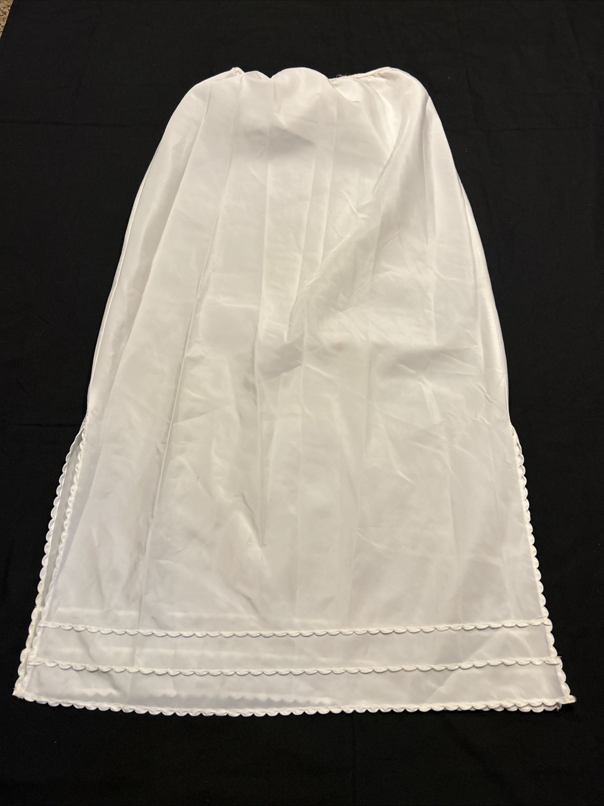 VTG White Slip Skirt Maxi The Snip-It Size M 70s Nylon Blend Embroidered Hem B18