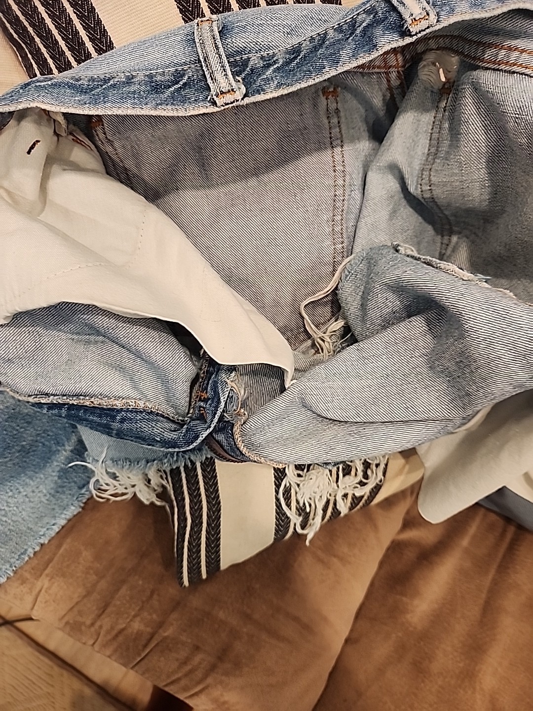vintage levis cut-offs denim jean shorts zipper 517? talon zip 31″ w big E 70 89