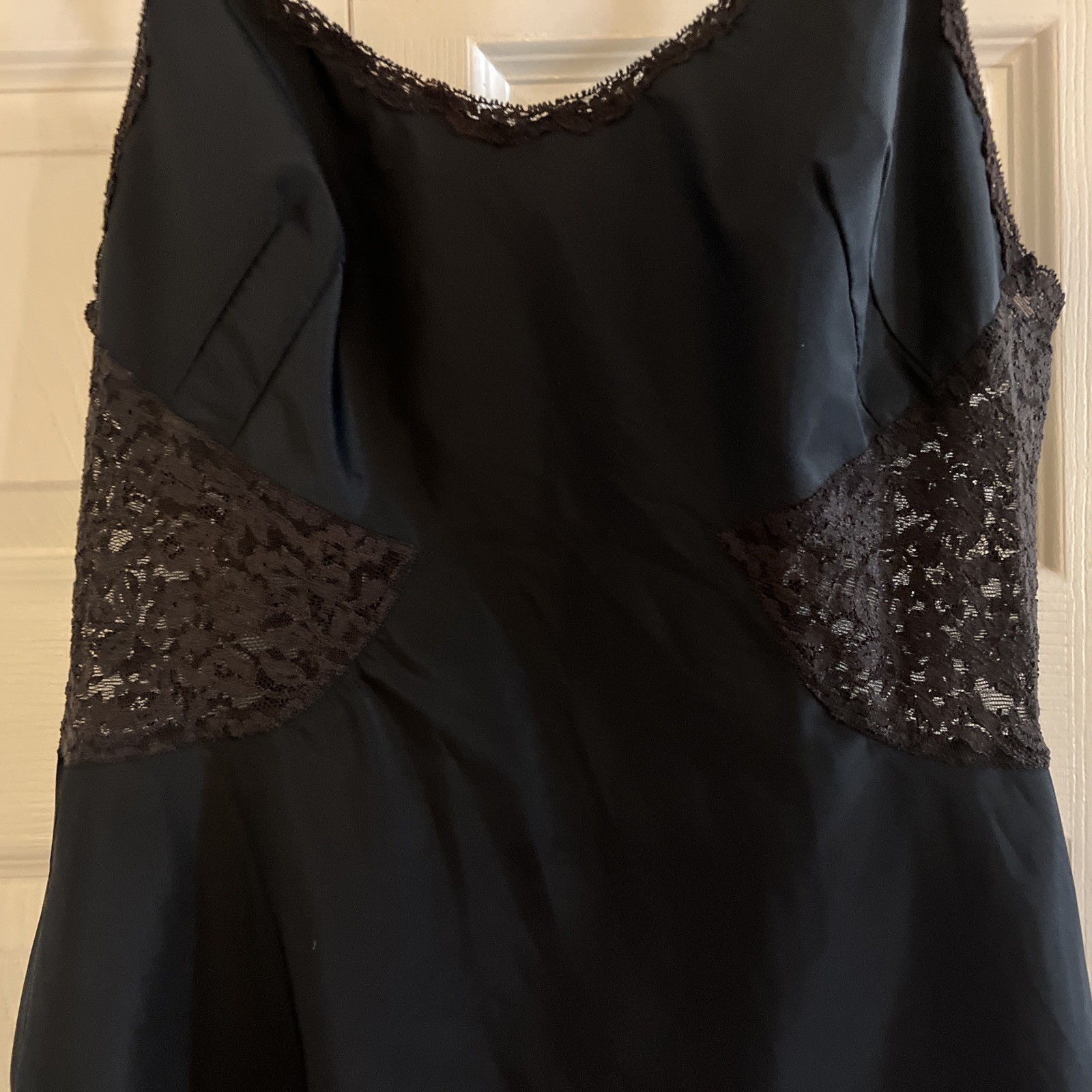 1950’s BARBIZON CONTURA Tafredda Full Slip Black W/ Stretch Lace Size 14