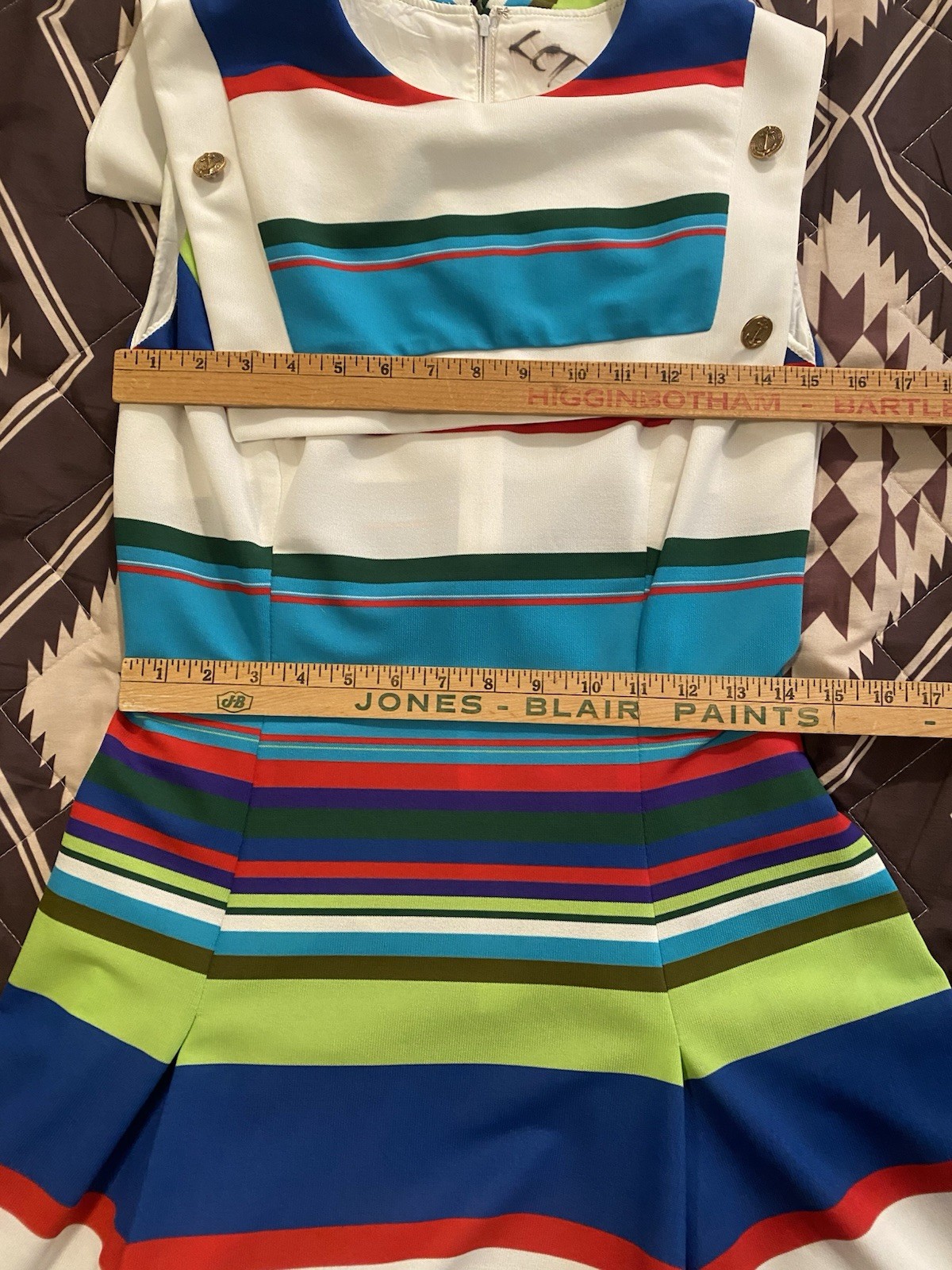 Vintage 60s Jack Needleman Anjac Dress Sailor Mod Midi Striped Women’s Size S/M
