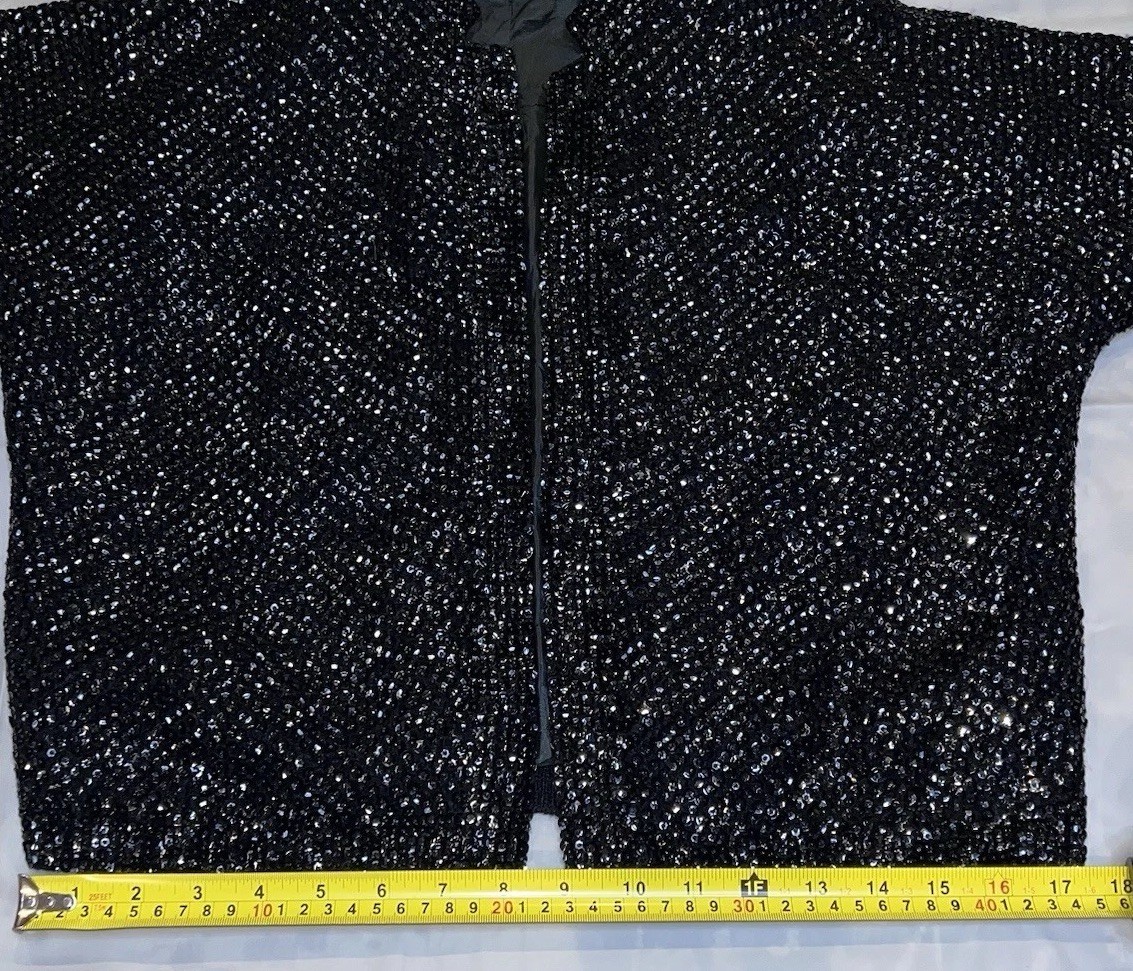 Vintage Cyn Les Sequin Women’s Black Sequin Lined Jacket EU 38 US 6–8 Elegant