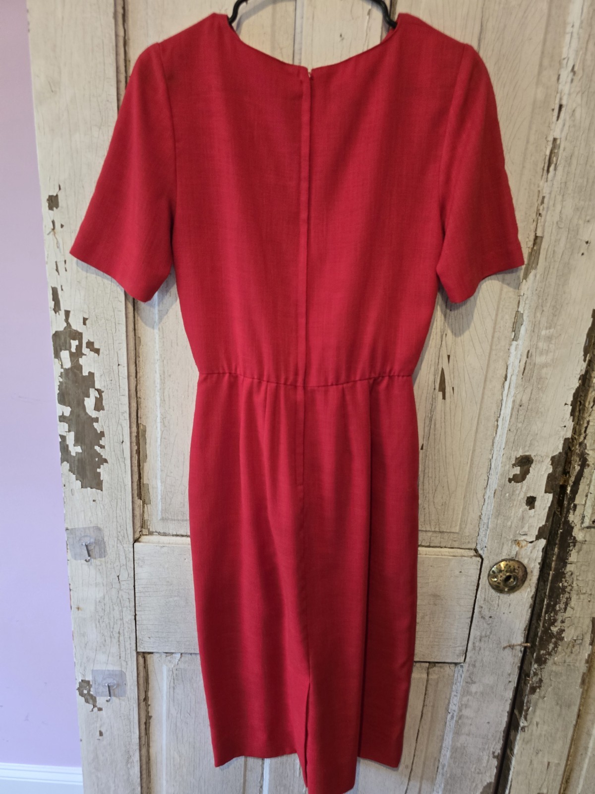 Vintage Red Dress With Pockets Zipper Closure Pin Tuck Pleats Size 8