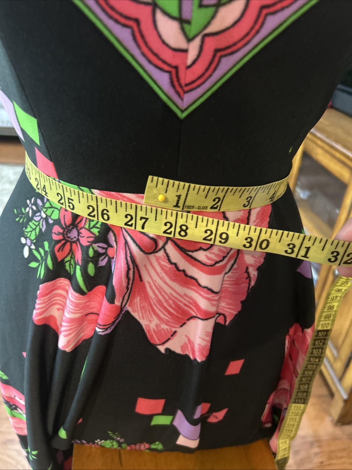 Vintage Donovan Galvani Mod retro Sleeveless Long Dress Black Hot Pink Medium