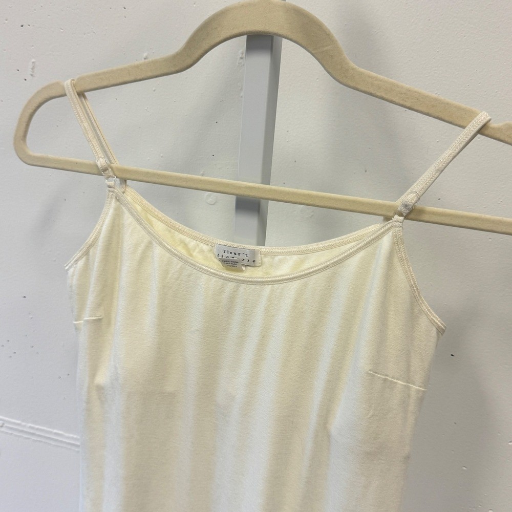 Vintage Fleur’t Lingerie Ivory Cream Camisole Shelf Bra Tank Top Stretch M/L