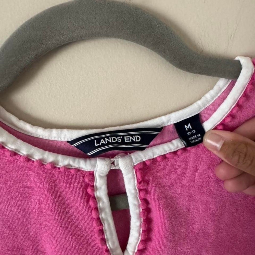 Vintage Lands End bubblegum pink terry cloth mini dress medium beach cover up