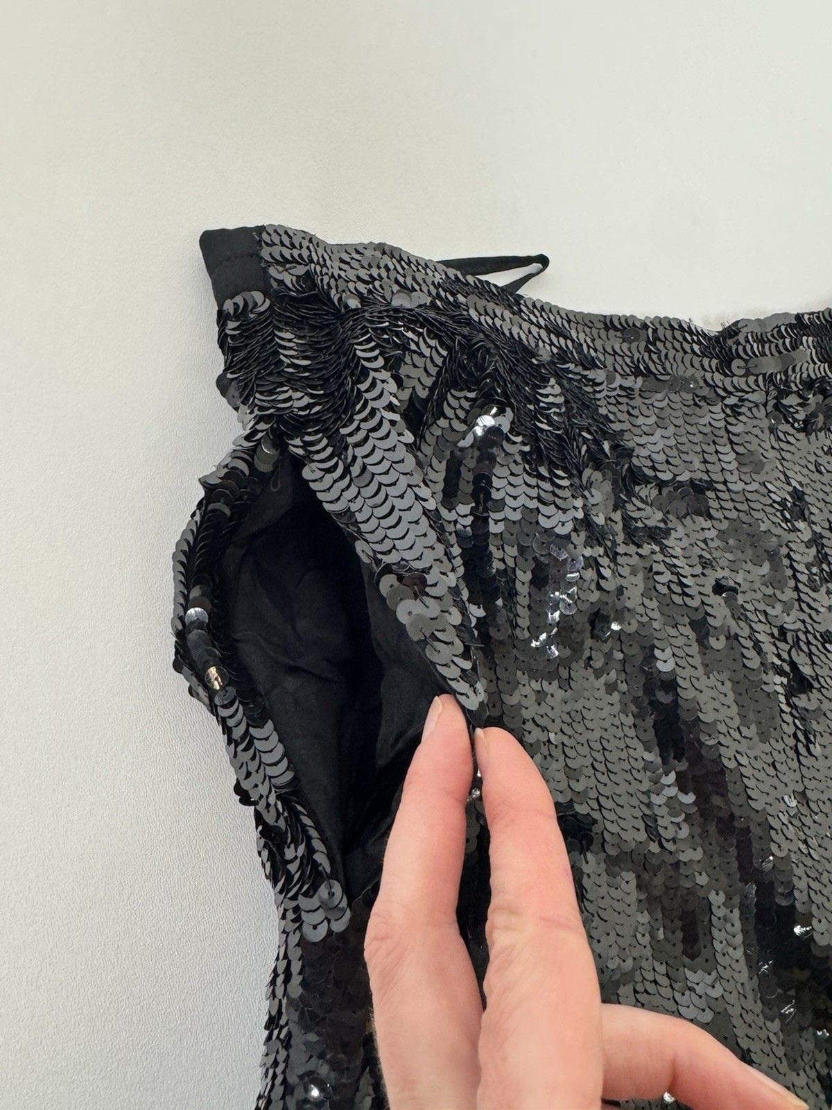 Vintage Modi Womens Medium Allover Sequin Pants 100% Silk Black 80s Glamor