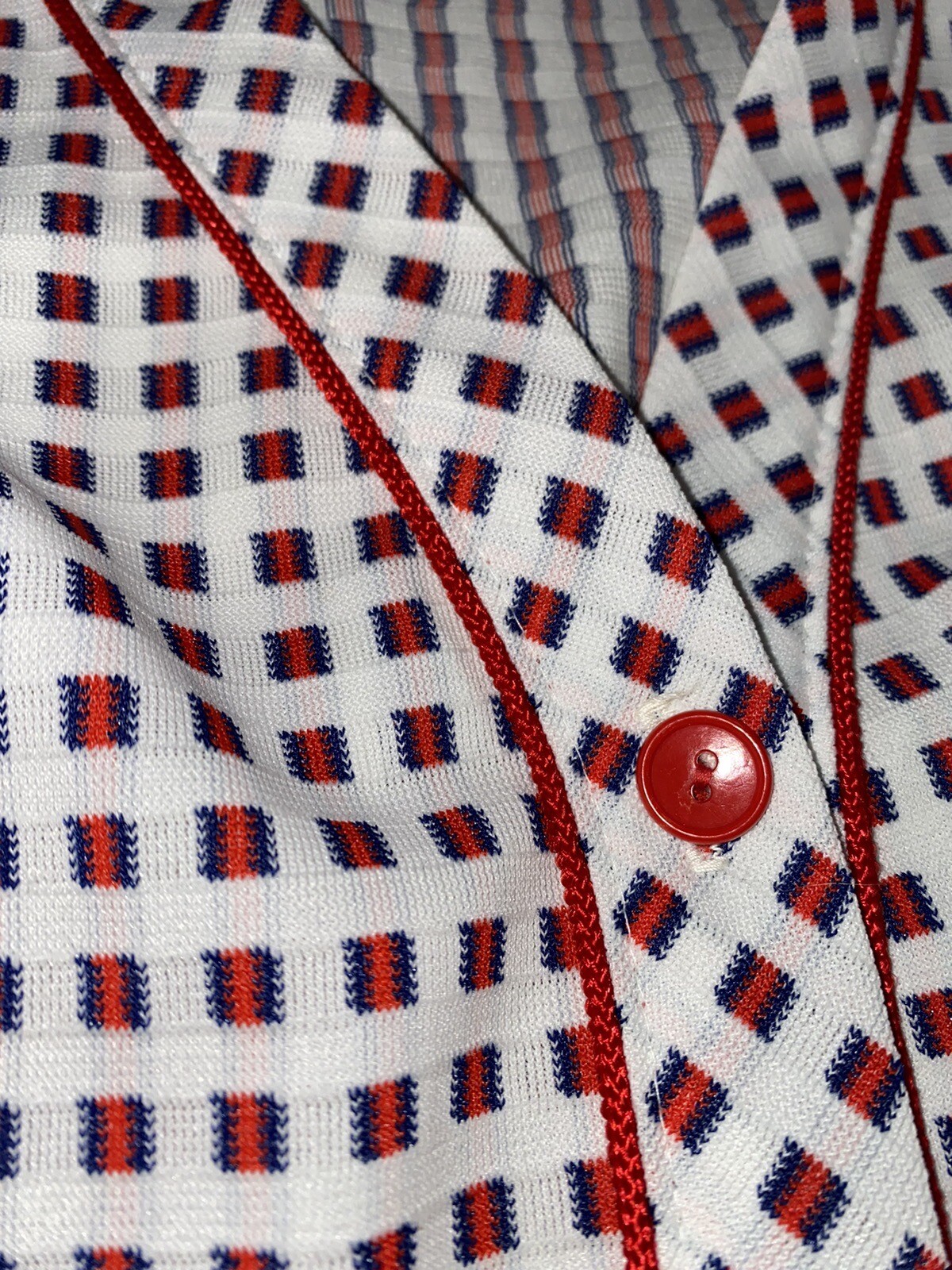 Vintage Summer Dress, 60s-70s Button Front w Pockets S/M, Red White Blue MCM