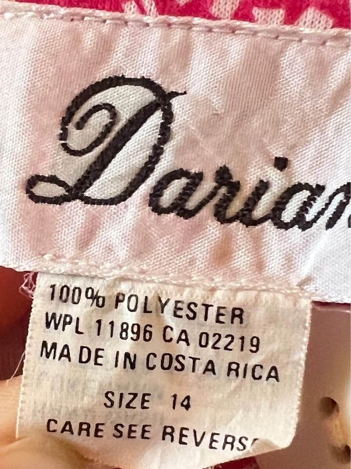 Vintage Size 14 1980’s Pink and White Darian Dress with White Buttons and Belt