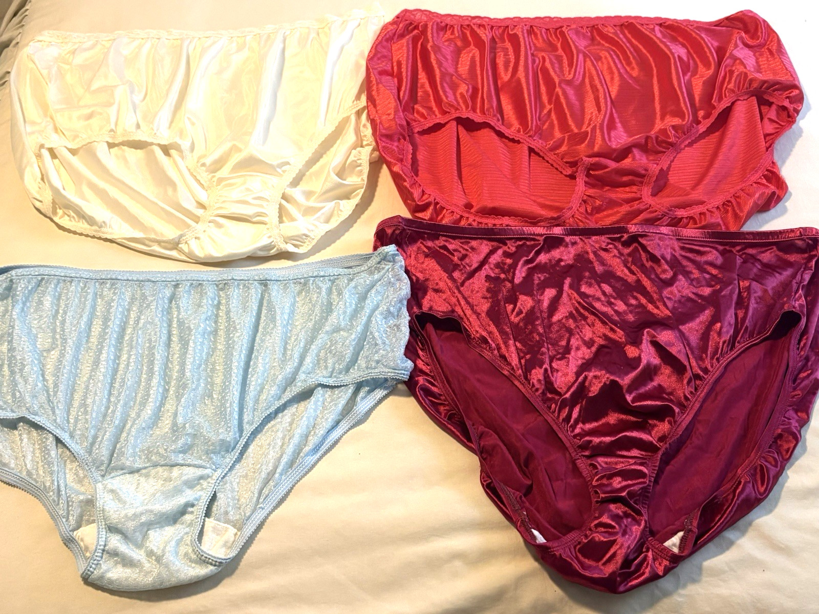Lot of 4 Vtg Nylon Brief Panties Just My Size 13 3XL High Waist Granny 2nd Skin
