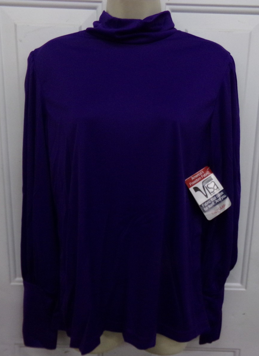 Womens Size 14 Purple Mock Turtleneck Polyester Shirt Blouse Vicki Wayne NEW