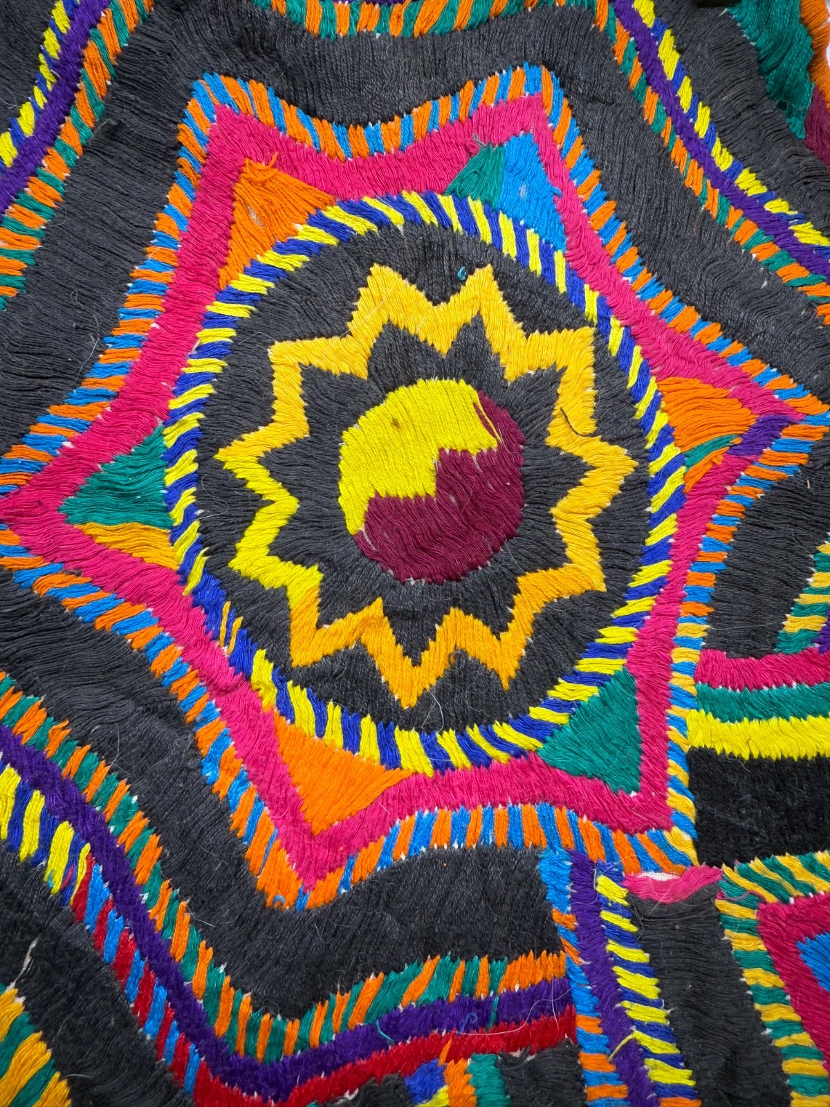 Vintage Beautiful Hand Embroidered Gautemalan San Mateo Huipil 75×72 Cm
