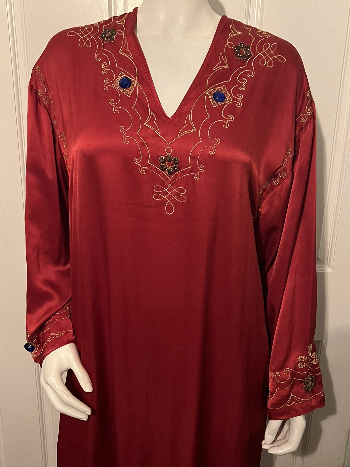 Vintage Oscar de al Renta for Swirl Sample Item Red Silk Tunic Lounge Dress 8