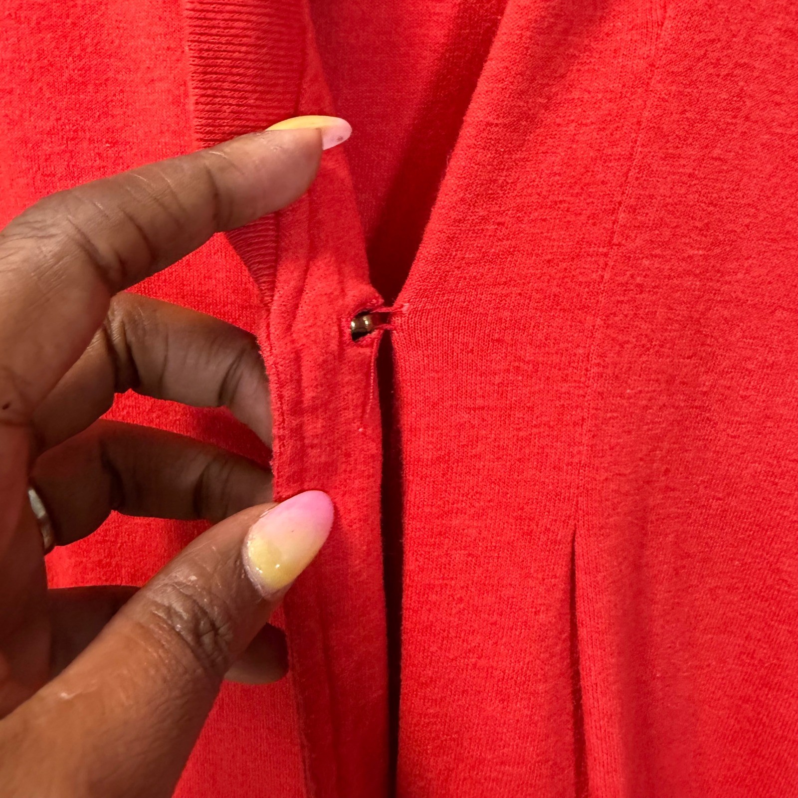 Vintage Avon Fashions Red Double Breasted Knit Midi Dress Gold Buttons