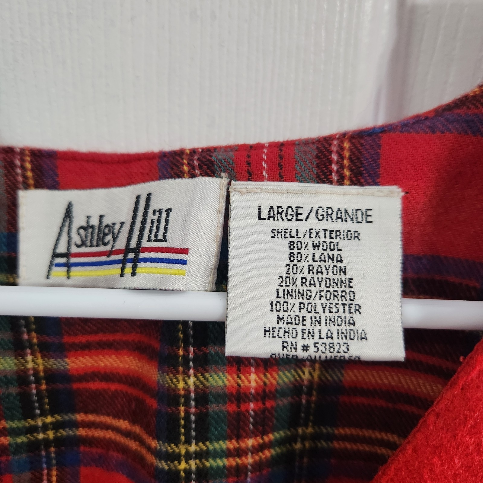 Vintage christmas vest wool holiday party lagenlook buttons embroidered women LG
