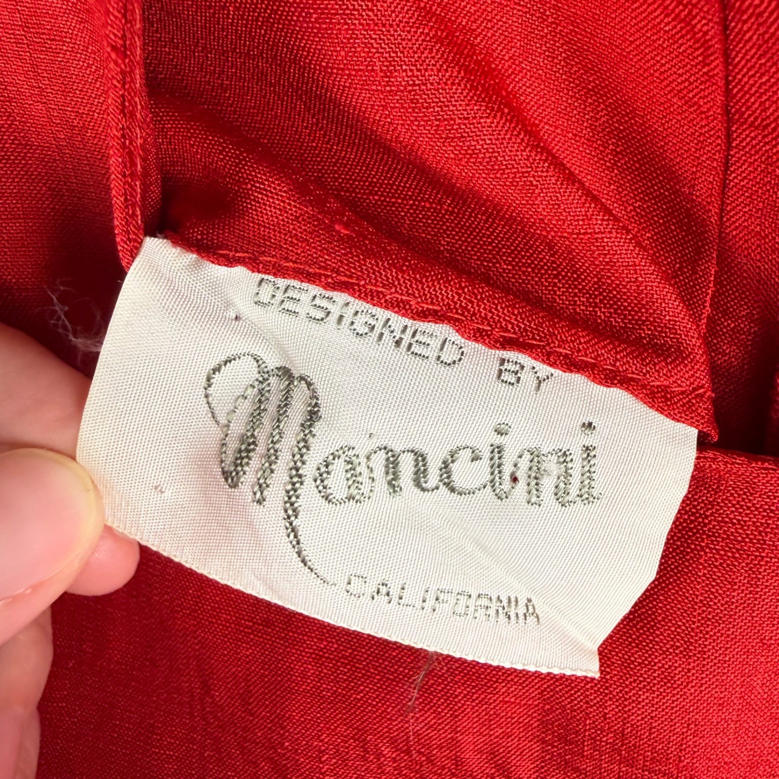 Vintage Mancini Red Belted Knee-Length Dress S/M Classic Timeless Bright Retro