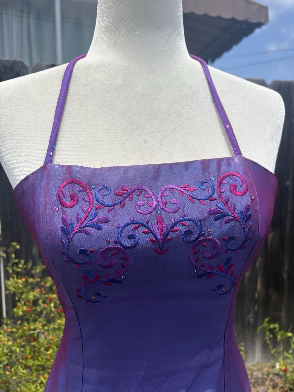 Vintage Jessica McClintock Gunne Sax Millennium Iridescent Purple Dress XS