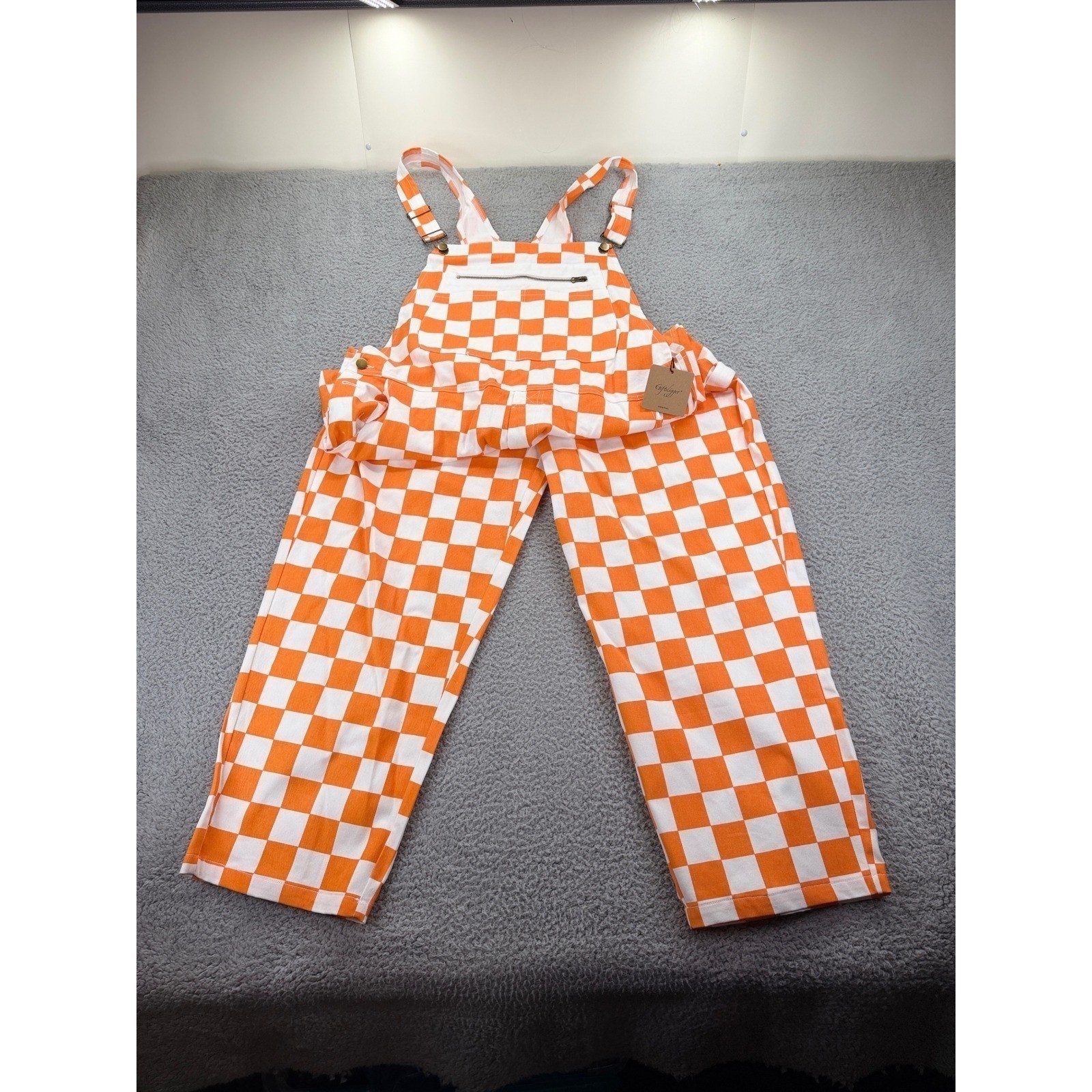 Giftdigger Orange White Overalls XL Checkerboard Bib Jumpsuit Tennessee Vols
