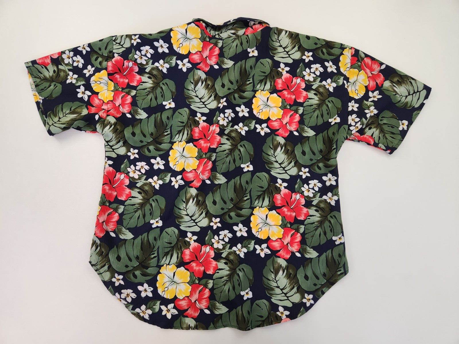 Natalie Women L Vtg Floral Tropical Button Up shoulder Pads Hawaiian Monstera