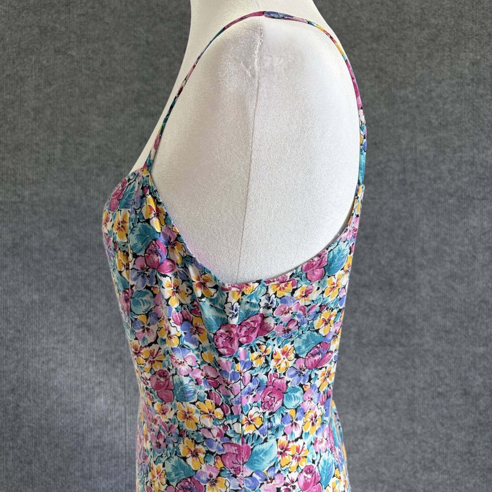 Vintage 90s Shok Floral Mini Dress Size 9 Cottagecore Sundress Summer USA Made