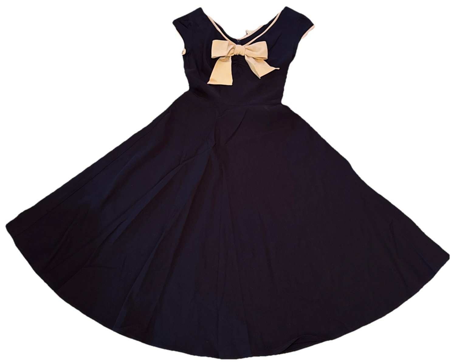 Swing Dress BELINDA Blue Full Skirt L Celebrity Brand Vintage Retro NWT $170