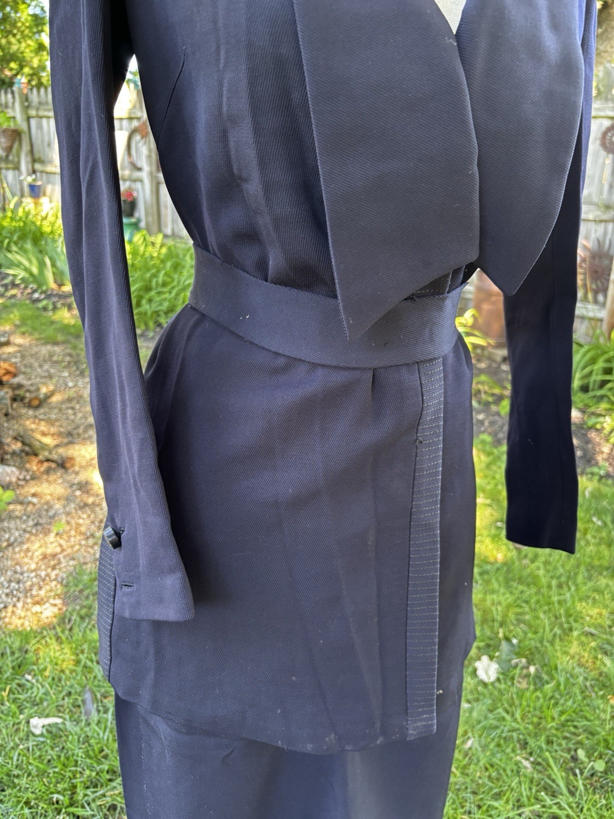 Antique Victorian Edwardian Walking Suit Jacket Skirt Set Wool 1910s