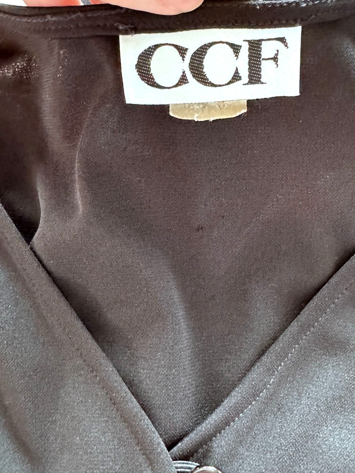 CCF Womens Vintage Longline Black Cardigan XL Stretchable Knit USA-Made
