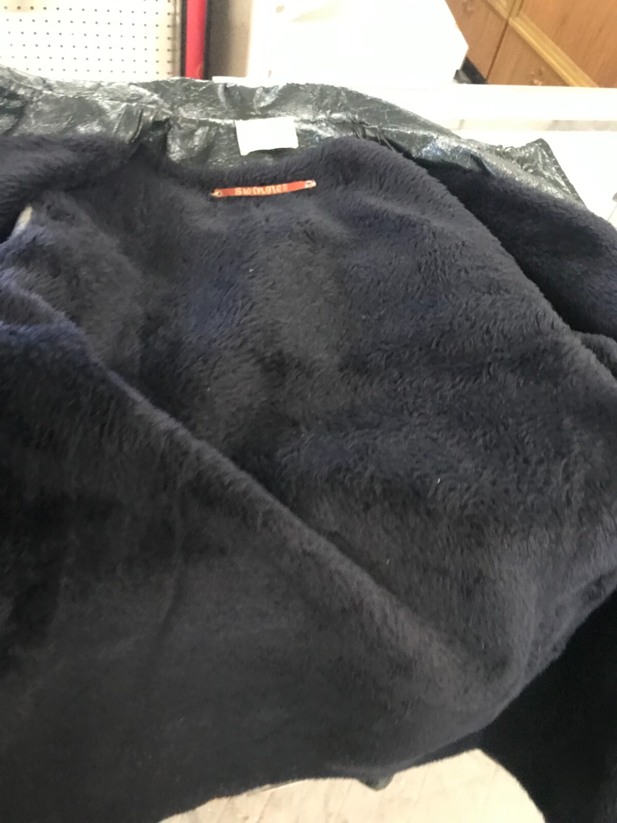 Vtg Swingles by Character MCM 70s Hippie Black Crinkle Pleather Jacket Coat Med