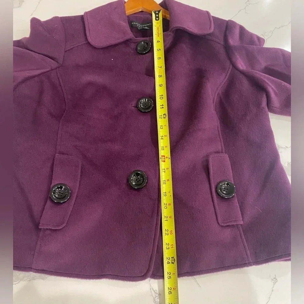 Vintage Grace Elements Purple Soft Warm Wool Blend Pea Coat WM’s Large (16w) EUC