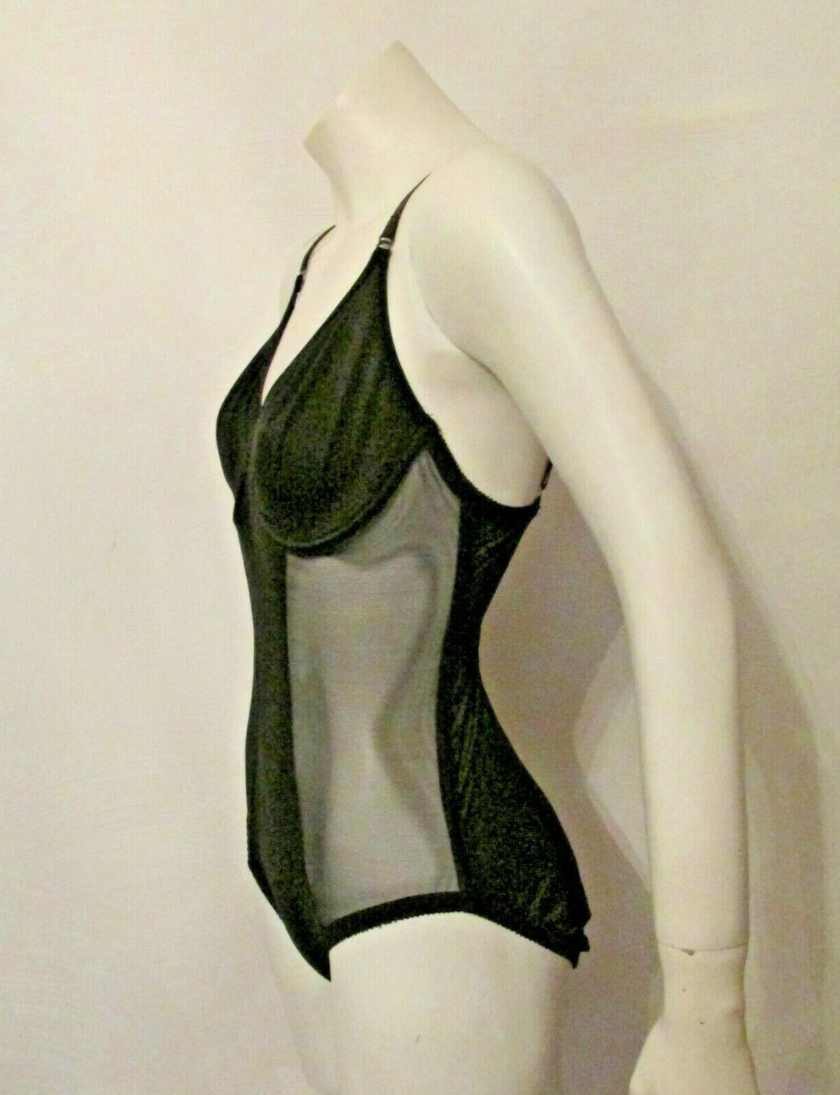 Van Raalte 31345 Body Shaper Briefer Girdle All in One Bodysuit 36C Satin Sheer
