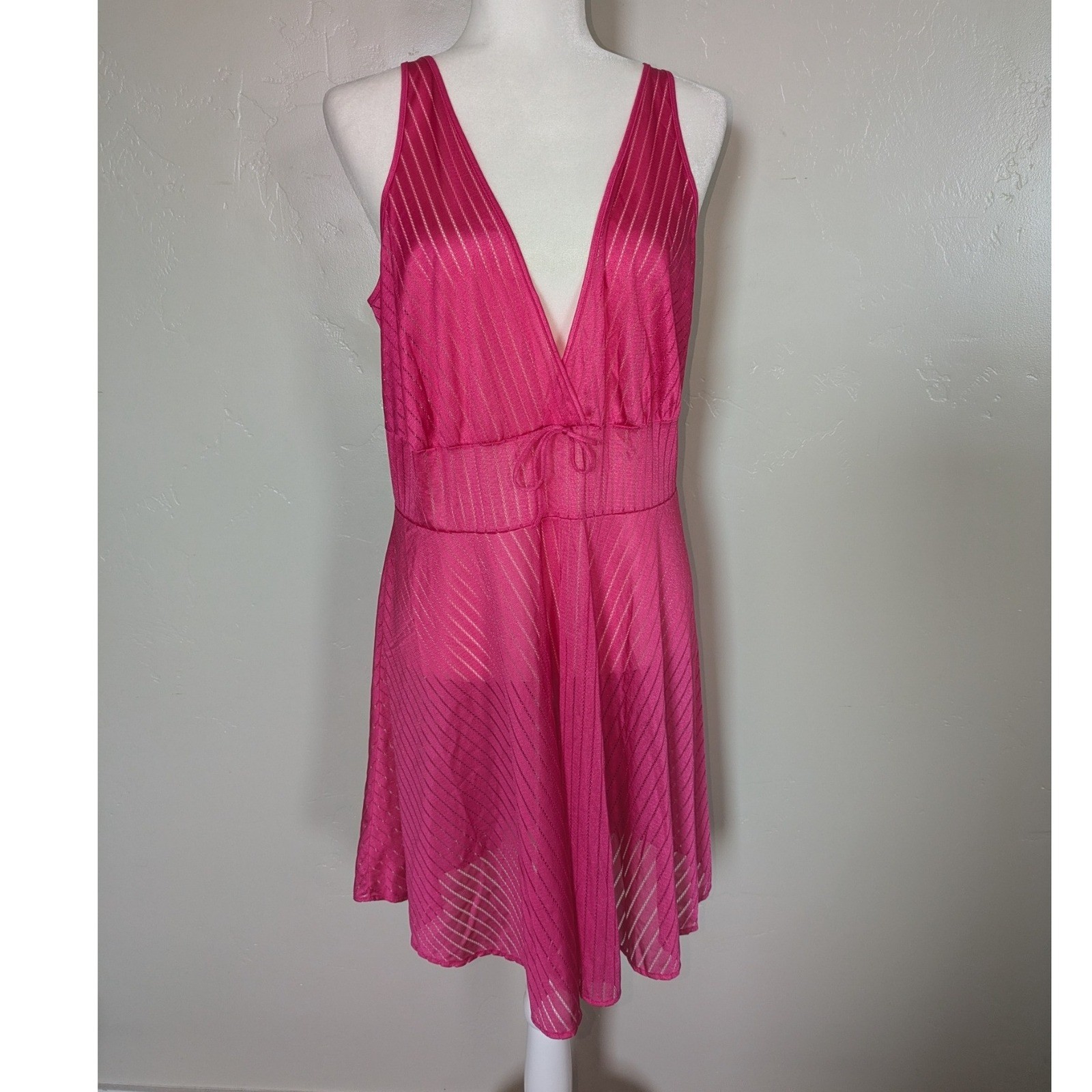 Vintage Undercover Wear Nightgown Pink Nylon Lingerie Dress 1X Large USA