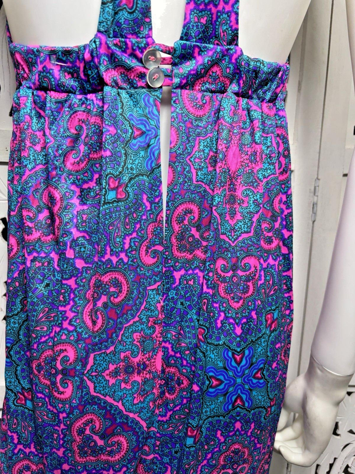 Vintage High Tide Of California Women’s Halter Print Maxi Dress Size Small