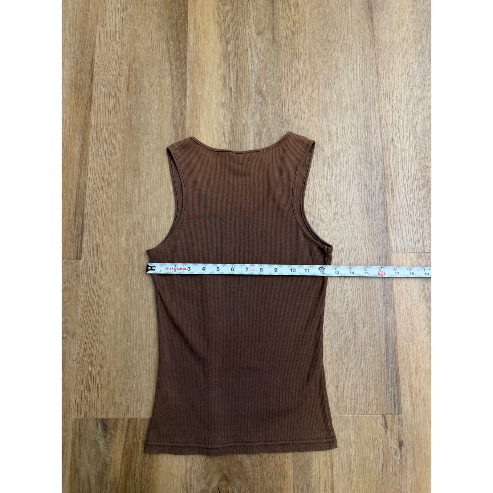 Vintage Guess Jeans Brown Rhinestone gem Logo Ribbed Tank Top Y2K S