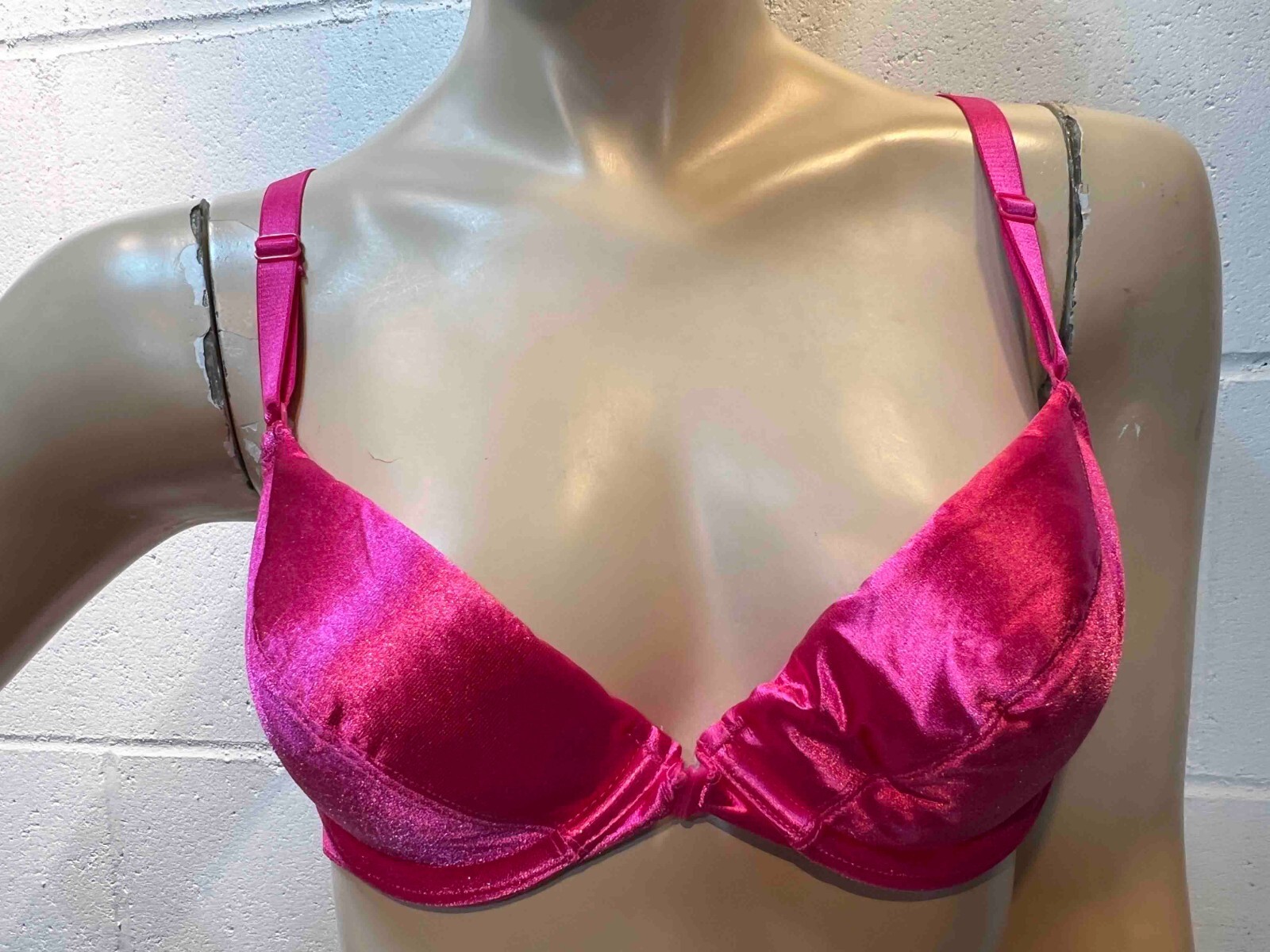 NIP Vtg 90s 32C PINK SHINY Miracle Satin Bra Front Clasp Victoria’s Secret 1998