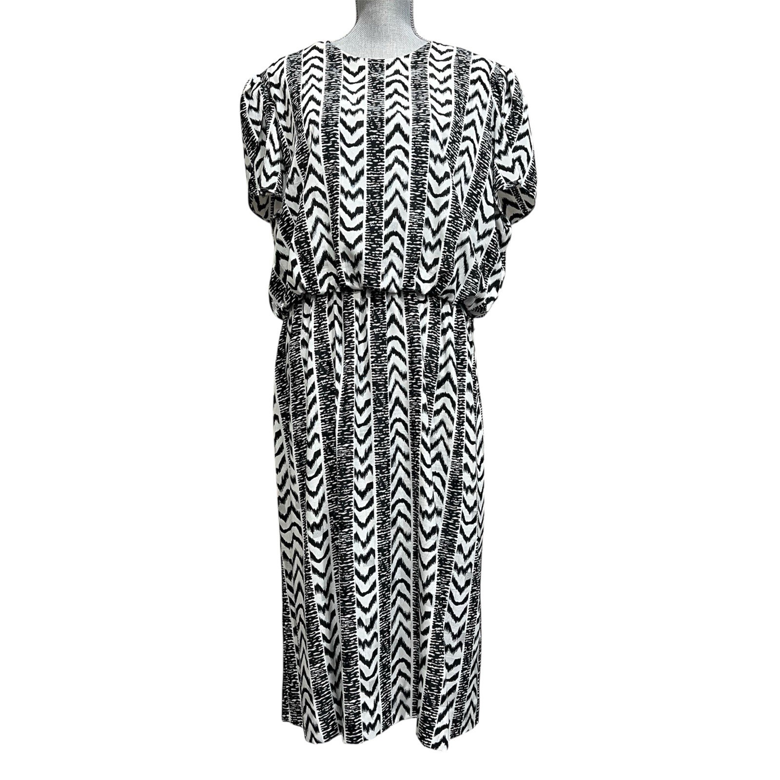 Lorac Original Lady Carol Blouson Dress 16/18 Geometric Abstract Disco 70’s 80’s