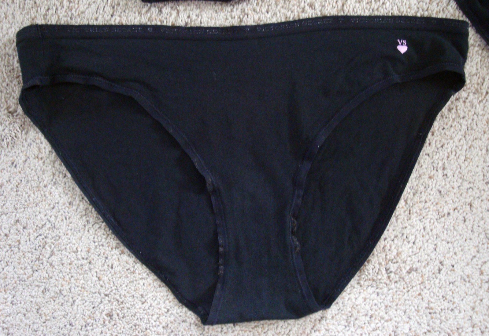Lot of 3 Victoria’s Secret XL Vintage Black Cotton Logo Waist Bikini & Hiphugger