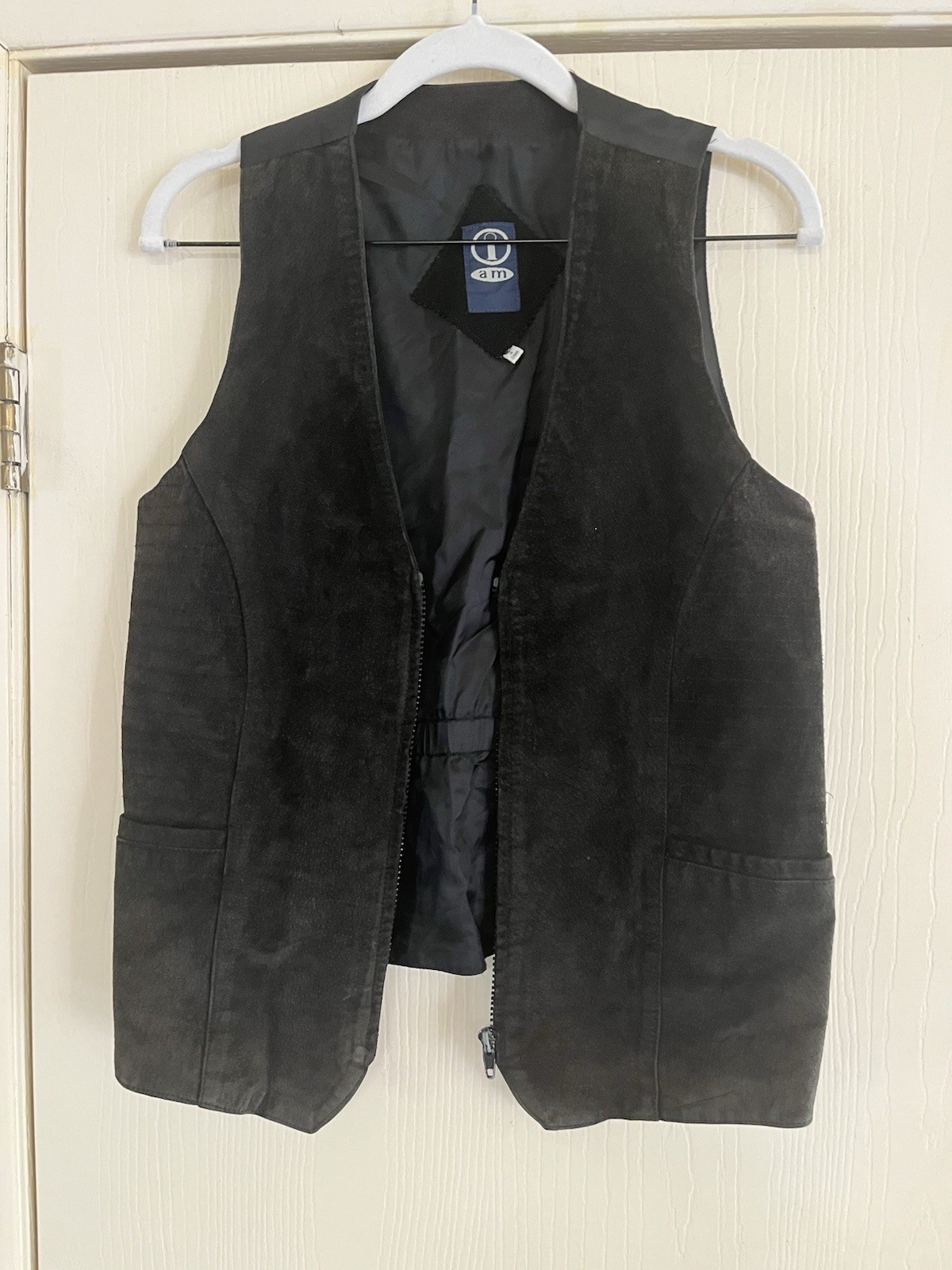 VTG 90s Y2K Suede 70s Western Folk Festival Boho Biker Zip Front Vest S/M