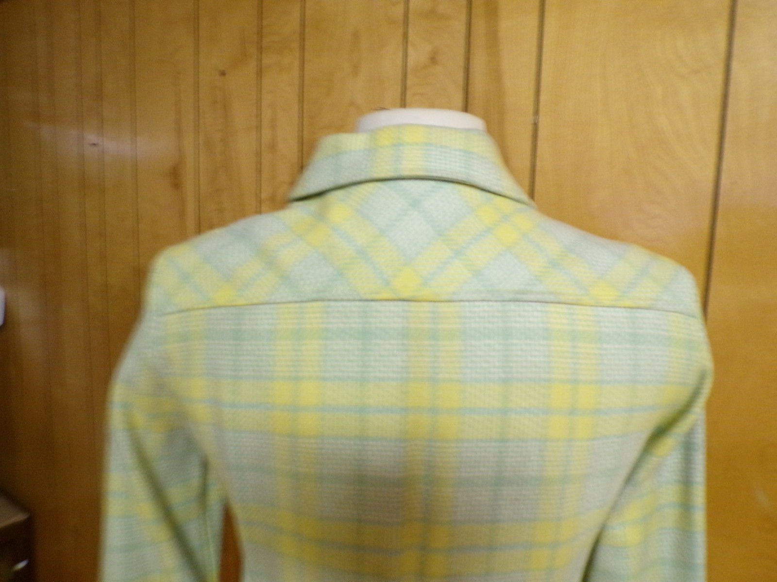 Vintage FOUR CORNERS Yellow Green Plaid Wool Jacket 34″ Waist