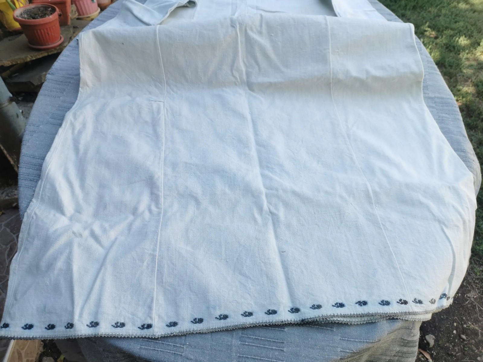 ANTIQUE WOMEN’S FOLK LINEN SHIRT RUSTIC HANDWOOVEN KENAR ETHNIC CLOTHING